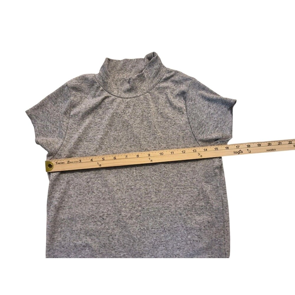 Chaser Linen Blend S Top Mock Neck Minimalist Old Money Neutral - Picture 4 of 7
